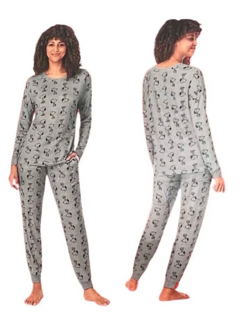 Peanuts Snoopy Grey 2 Pc. Pajama Set with Pockets Size L